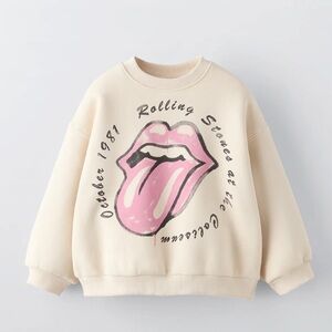 Zara Cream “Rolling Stones” Sweatshirt